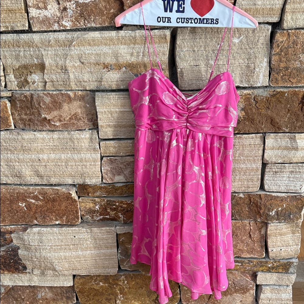 Pink Mini Dress With Gold Accents